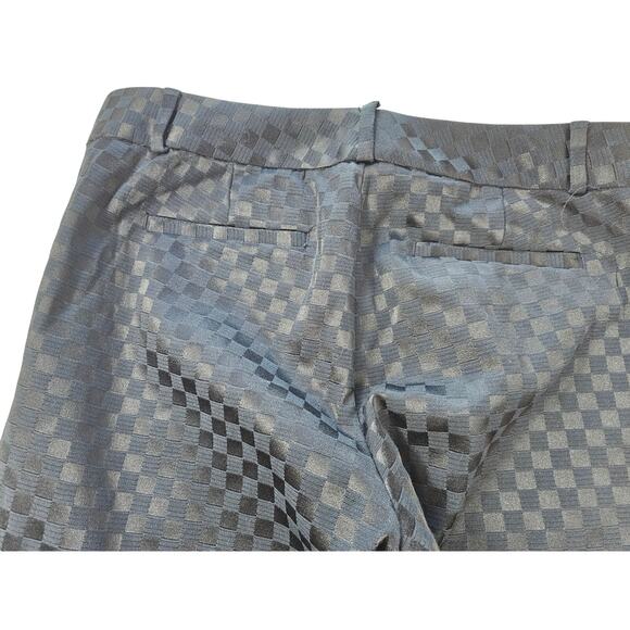 Hampton-Fit Tonal Check Crop shiny black career causal pants slacks sz 6 ankle ^ - Picture 5 of 10